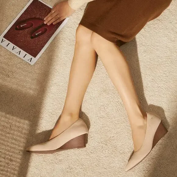 VIVAIA Aria Wedge Pro Pointed Toe Wedge Heel Shoes Almond EU 41 - Picture 8 of 8